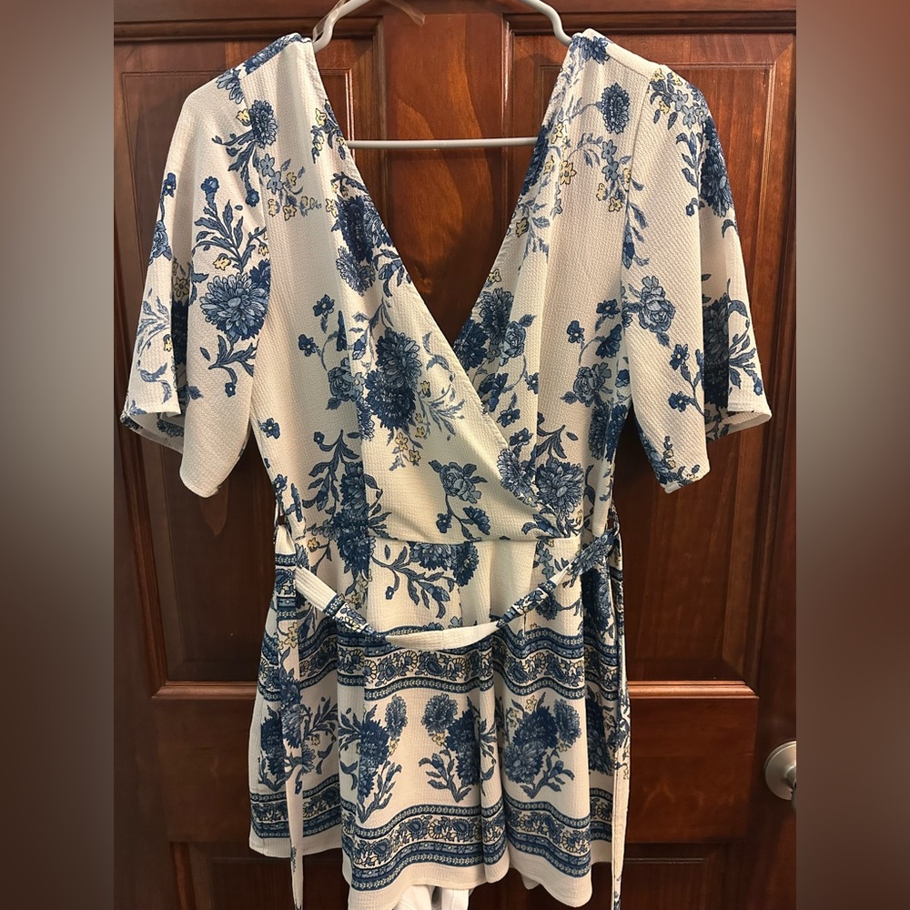 Trixxi Blue and White Floral Dress